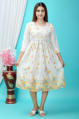 LAMIYA DRESSES Women A-line Gold Above Knee/Mid Thigh Length Dress