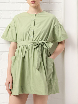 Dressberry Women A-line Green Mini/Short Dress
