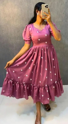 Benicia Women Gown Purple Ankle Length Dress