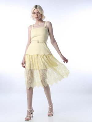 ONLY Women A-line Yellow Midi/Calf Length Dress