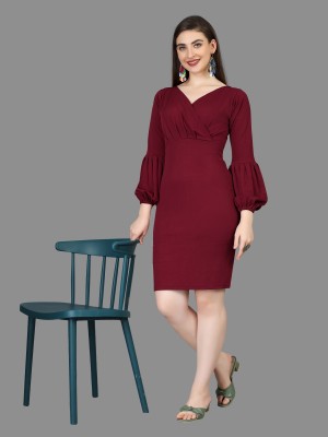 Julee Women Bodycon Maroon Dress