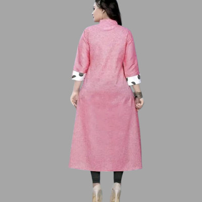 Texpa Pl Women Printed Straight Kurta(Pink, Maroon)