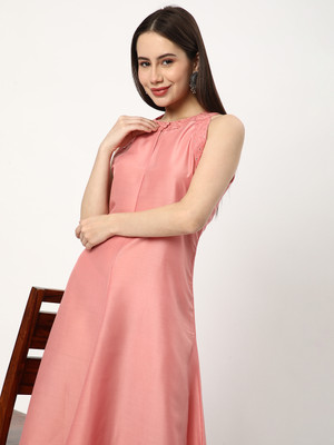 R&B Women A-line Pink Midi/Calf Length Dress
