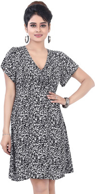 JVNINE Women Fit and Flare Black Knee Length Dress