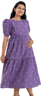 Putchi Women Fit and Flare Purple Midi/Calf Length Dress