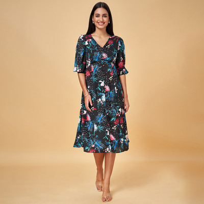 Honey By Pantaloons Women A-line Multicolor Ankle Length Dress