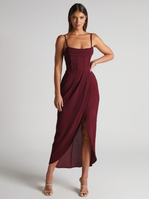 My urban attire Women Fit and Flare Maroon Dress