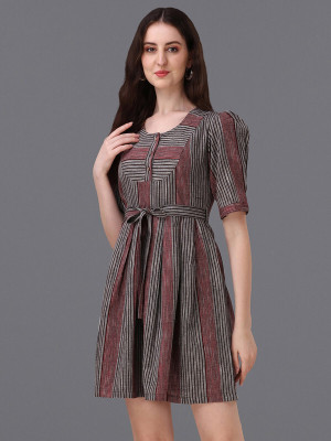 french crown Women A-line Grey, Black, Maroon Above Knee/Mid Thigh Length Dress