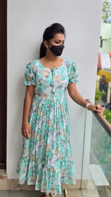 Nautiful Women Fit and Flare Light Green Midi/Calf Length Dress