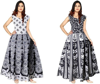 RADHA RANI COLLECTION Women A-line Dark Blue Maxi/Full Length Dress