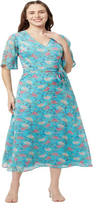 jankriti lifestyles Women Ethnic Dress Blue Knee Length Dress