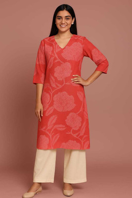 AAI DEEP IMPEX Women Printed A-line Kurta(Red)