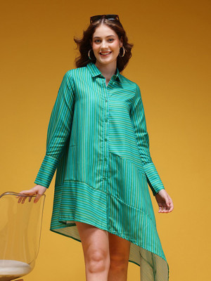 HERE&NOW Women Shirt Green Knee Length Dress