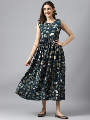 DWAPPARELS Anarkali Gown(Dark Blue)