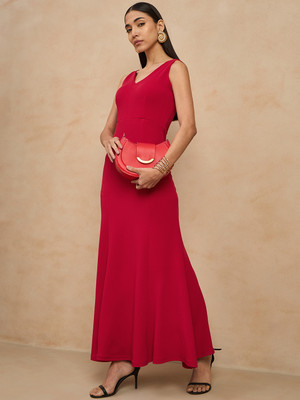 COLOR CAPITAL Women Bodycon Red Maxi/Full Length Dress