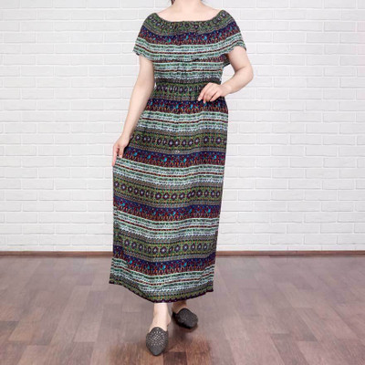 ukal Women Fit and Flare Multicolor Midi/Calf Length Dress