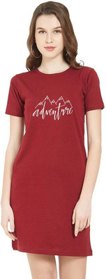 HouseOfCommon Women T Shirt Red Above Knee/Mid Thigh Length Dress