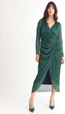 RAREISM Women A-line Green Maxi/Full Length Dress