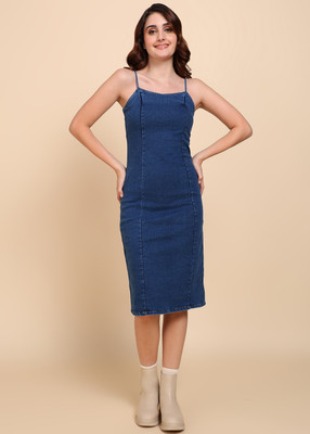 Nifty Women Bodycon Blue Midi/Calf Length Dress