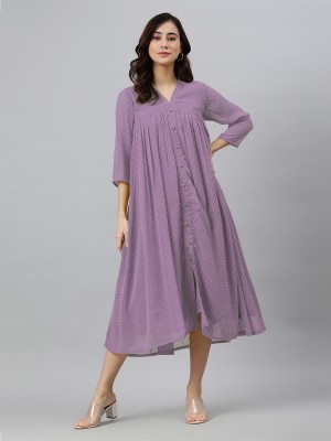 Janasya Women A-line Purple Dress