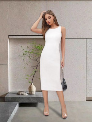 Toochki Women Bodycon White Dress