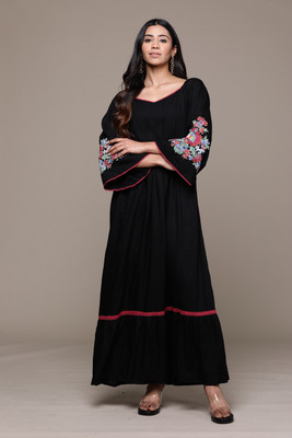 aarke Ritu Kumar Women Fit and Flare Black Maxi/Full Length Dress