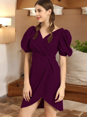 METRONAUT Women Bodycon Purple Above Knee/Mid Thigh Length Dress