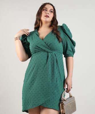 Instafab Plus Women A-line Green Dress