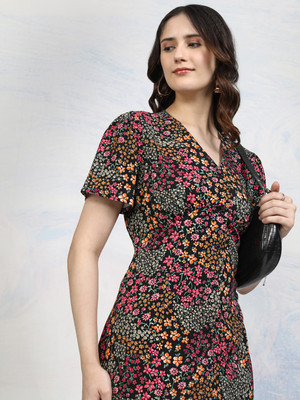 Tokyo Talkies Women Wrap Multicolor Midi/Calf Length Dress