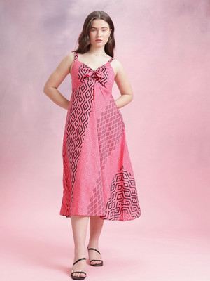 Dressberry Women A-line Pink Midi/Calf Length Dress
