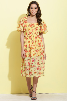 indaisy Women A-line Multicolor Midi/Calf Length Dress