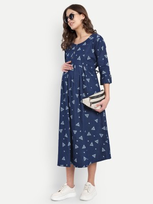 mamma's maternity Women A-line Blue Dress