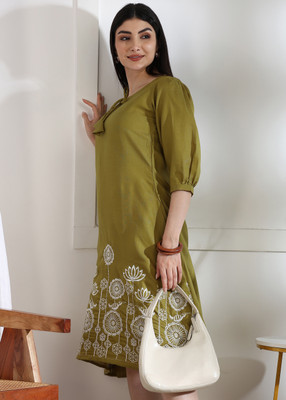 Moda Rapido Women Asymmetric Multicolor Midi/Calf Length Dress