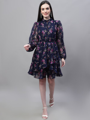 MARC LOUIS Women Fit and Flare Multicolor Above Knee/Mid Thigh Length Dress