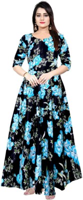 Hans Craft And Fashion Women Fit and Flare Blue Dress