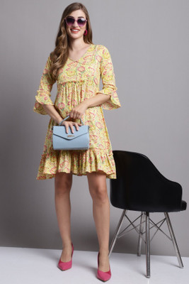 Aaradhya Fashion Women A-line Multicolor Above Knee/Mid Thigh Length Dress