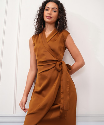 Tokyo Talkies Women Wrap Brown Mini/Short Dress