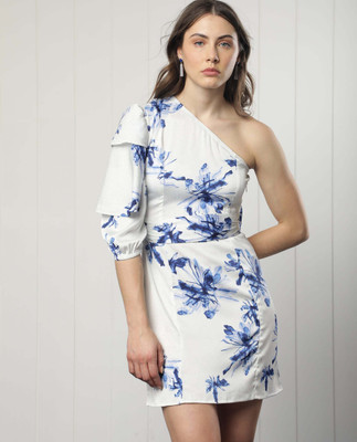 RAREISM Women A-line White Knee Length Dress