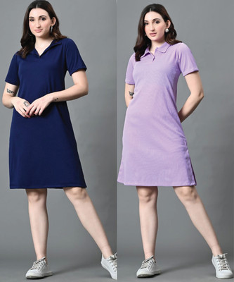 Christy World Women A-line Multicolor Below Knee Dress