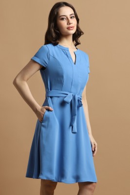 Allen Solly Women A-line Light Blue Dress