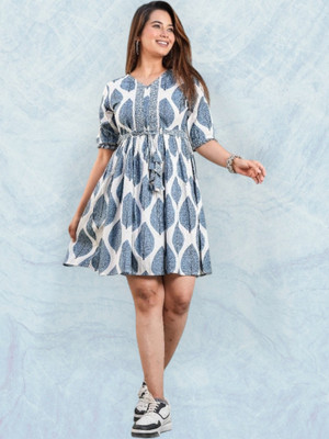K K CREATION Women Gown Grey Knee Length Dress
