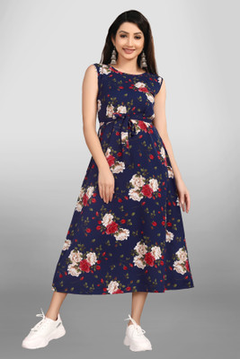 MAA FAB Women A-line Multicolor Midi/Calf Length Dress