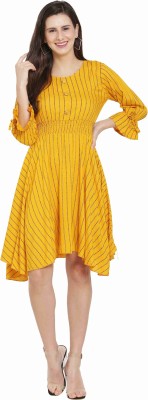 Rishu fashion hub Women A-line Yellow Dress