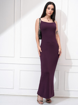 Tokyo Talkies Women Bodycon Purple Maxi/Full Length Dress
