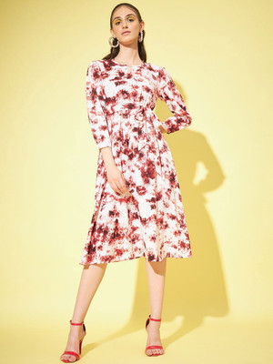 Moda Rapido Women A-line Maroon Knee Length Dress