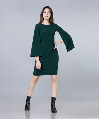 Tokyo Talkies Women A-line Green Midi/Calf Length Dress