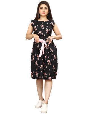 Rudra Fab Women A-line Black Knee Length Dress