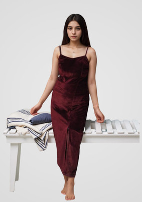 Bellwell Women Fit and Flare Maroon Below Knee Dress