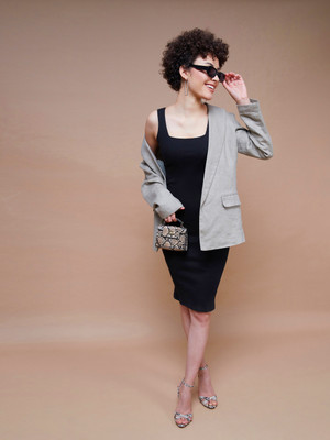 SASSAFRAS Women Bodycon Black Knee Length Dress