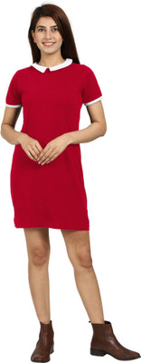 ROARERSS Women Bodycon Maroon Above Knee/Mid Thigh Length Dress